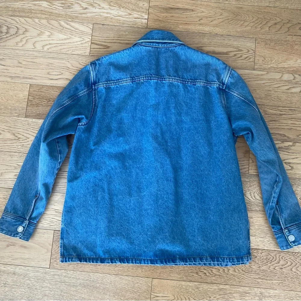 Ami Paris Coeur Denim Overshirt Button Down Shirt Oversized Heart Blue Jean M - Picture 13 of 15
